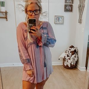 Purple Swing Tassle Long Sleeve Dress